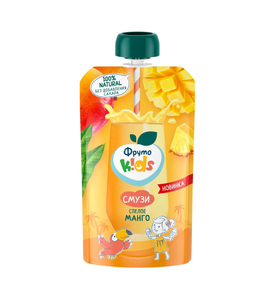 ФрутоKids Десерт СМУЗИ с Манго, Мандарином, Ананасом, Бананом и Яблоком 130г ФрутоKids Десерт СМУЗИ с Манго, Мандарином, Ананасом, Бананом и Яблоком 130г