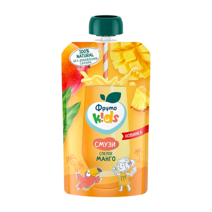 ФрутоKids Десерт СМУЗИ с Манго, Мандарином, Ананасом, Бананом и Яблоком 130г