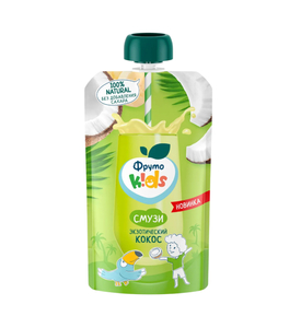 ФрутоKids Десерт СМУЗИ с Кокосом, Апельсином, Бананом и Яблоком 130г