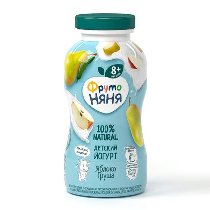 Йогурт питьевой ФрутоНяня Яблоко и груша 2,5% с 8 мес. 200 мл