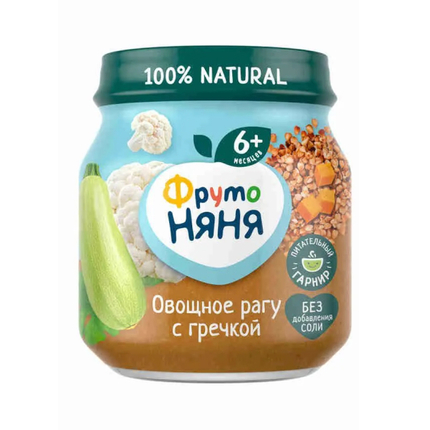 ФН Пюре кабачок/морковь/гречка/цв капуста Овощное рагу 110г ФН Пюре кабачок/морковь/гречка/цв капуста Овощное рагу 110г