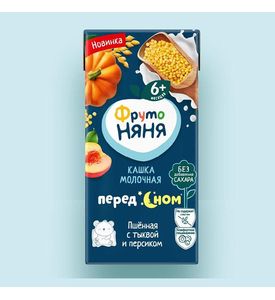 ФН Каша  готовая ФрутоНяня молочная Пшёнка с тыквой и персиком  0.2л с