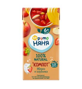 Компот ФрутоНяня из яблок и клубники, 0,2л