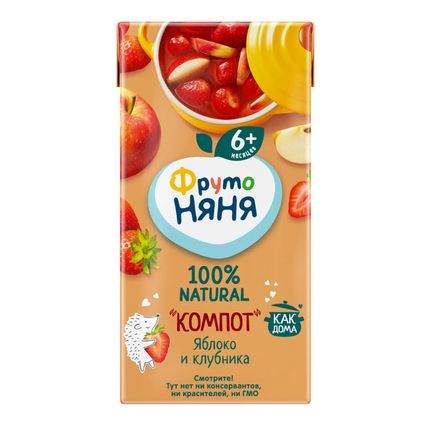 Компот ФрутоНяня из яблок и клубники, 0,2л