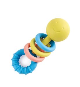 HAPE E0024_HP Игрушка для малышей прорезыватель - погремушка Улыбка (с цветными кольцами)
