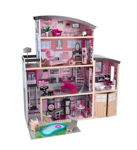 KidKraft Большой кукольный дом для Барби Сияние с мебелью 30 элементов