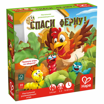 HAPE E4313_HP Настольная развивающая игра "Пора играть!" Спаси ферму!