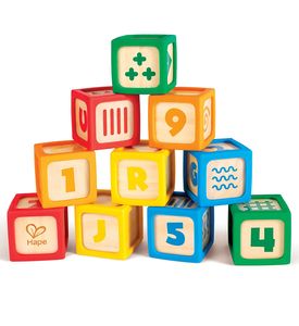 HAPE E0131_HP Детские деревянные "Кубики" в силиконовых чехлах, 10 шт.