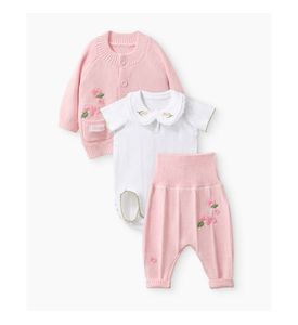 Happy Baby, Набор детский: боди, джемпер и брюки (white&pink) Happy Baby, Набор детский: боди, джемпер и брюки (white&pink)