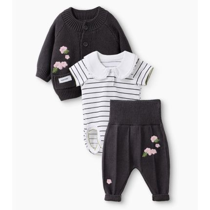 Happy Baby, Набор детский: боди, джемпер и брюки (black&white)