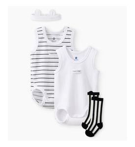 Happy baby , Комплект детский: боди (2шт), носки, повязка (черно-белый) 90155-0