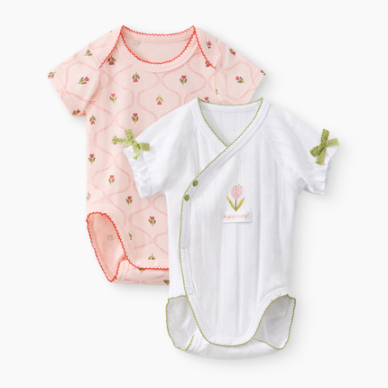 Happy baby, Боди с коротким рукавом детское (2 шт.) (бело-розовый) 90154-0 Happy baby, Боди с коротким рукавом детское (2 шт.) (бело-розовый) 90154-0
