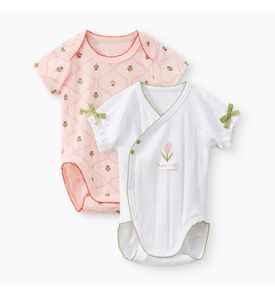 Happy baby, Боди с коротким рукавом детское (2 шт.) (бело-розовый) 90154-0