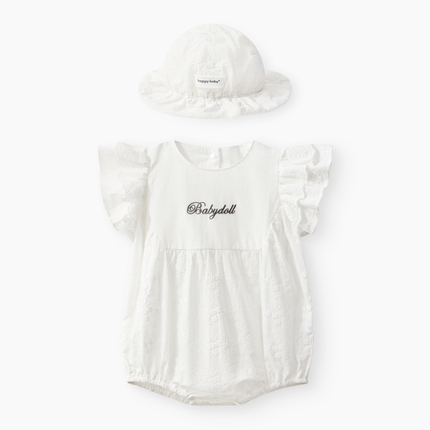 Happy Baby , Набор детский: комбинезон и панама (white) 88672-0