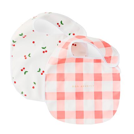 Happy baby 16018, Нагрудный фартук на липучке, 2шт (checkered pattern and cherry)