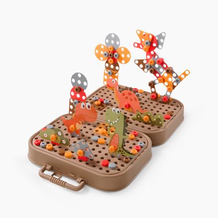 Happy Baby 331984, Конструктор игрушка DINO TOOL KIT (brown)