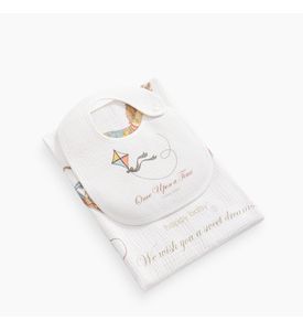 Happy Baby 87571, Набор пеленка и нагрудник для детей (milky)