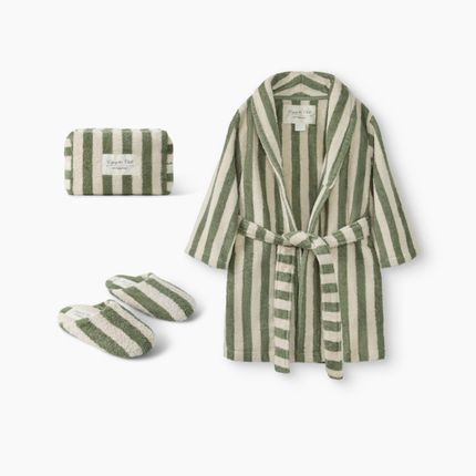 Happy Baby 88641.1-0, 88641.1-1, Халат детский с тапочками и косметичкой (white-green)