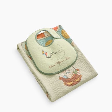 Happy Baby 87571, Набор пеленка и нагрудник для детей (mint)