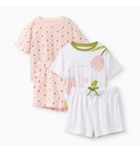 Happy baby, Пижама детская (футболка и шорты) (бело-розовый) Happy baby, Пижама детская (футболка и шорты) (бело-розовый)