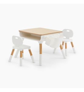 Happy Baby 91045, Комплект детской мебели LITEN DUO: двухместный стол и 2 стула (white)