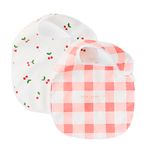 Happy baby 16018, Нагрудный фартук на липучке, 2шт (checkered pattern and cherry)
