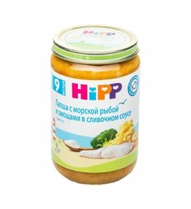 HIPP Лапша с морской рыбой и овощами в сливочном соусе, 190 гр.