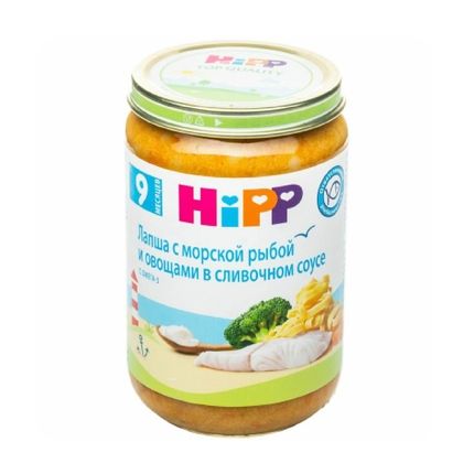 HIPP Лапша с морской рыбой и овощами в сливочном соусе, 190 гр.