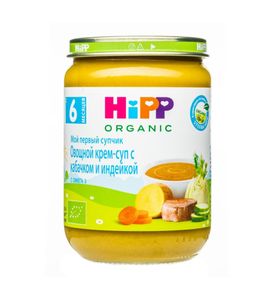 Hipp Мой первый супчик Овощной крем-суп с кабачком и индейкой (190гр)