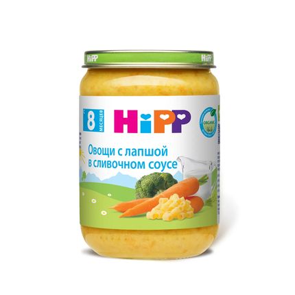 HIPP Овощи с лапшой в сливоч соусе, 190гр.