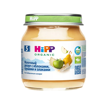 HIPP Молочный десерт с яблоками, грушами и злаками, 100гр. HIPP Молочный десерт с яблоками, грушами и злаками, 100гр.