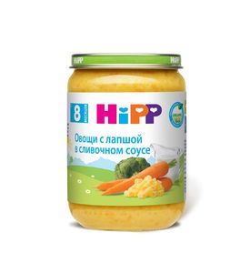 HIPP Овощи с лапшой в сливоч соусе, 190гр.