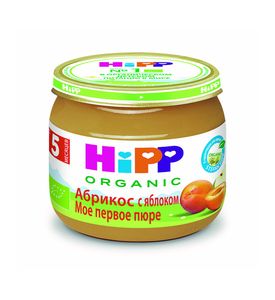 HIPP Фруктовое пюре абрикос с яблоком, 80 гр