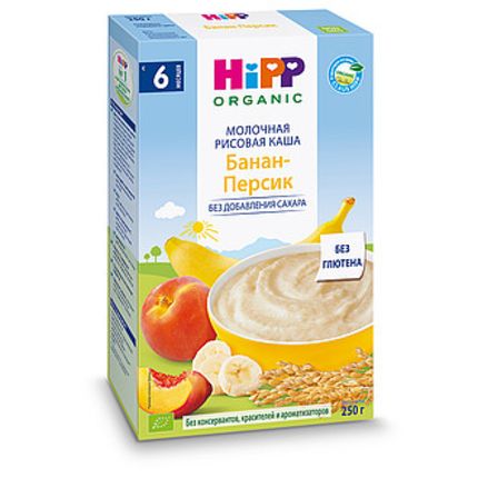 Hipp Каша молочная "Банан-персик" (250гр)