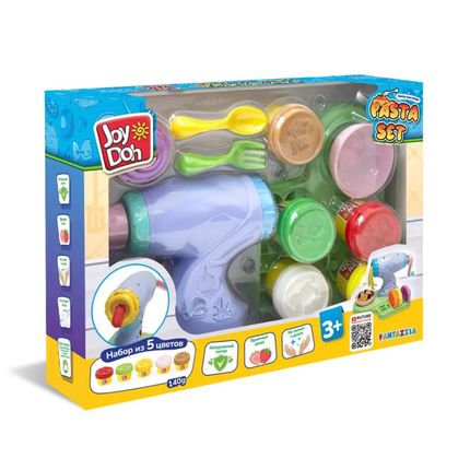 Joy Doh PASTA-140 pot  набор PASTA SET - МАШИНКА ДЛЯ ЛАПШИ, 5 баночек с тестом,  (5 х 28г.)