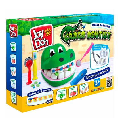 Joy Doh CROC-250 pot Масса для лепки, набор CROCO DENTIST - 5 баночек с тестом (5 х 50г.)