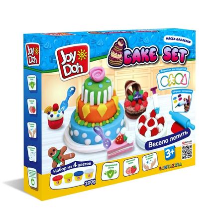 Joy Doh CAKE-200 pot набор CAKE SET - ТОРТИКИ,  4 баночки с тестом  (4 х 50г.)