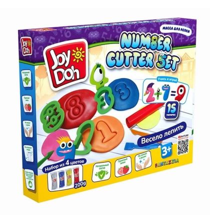 Joy Doh NUMB-200 bag Масса для лепки, набор NUMBER CUTTER SET - 4 пакетика с тестом (4 x 50 г.)