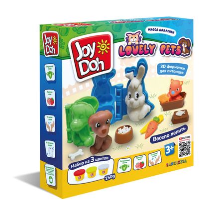 Joy Doh PETS-150 pot   набор LOVELY PETS - ЛЮБИМЫЕ ПИТОМЦЫ, 3 баночки с тестом,  (3 х 50 г.)