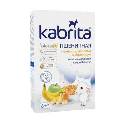 Kabrita Пшеничная каша на молоч.смеси банан,яблоко,абрикос