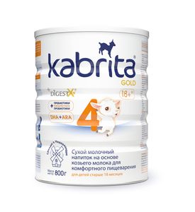 Детское молочко Kabrita®4 Gold на козьем молоке для комфортного пищеварения, с 18 месяцев, 800 г