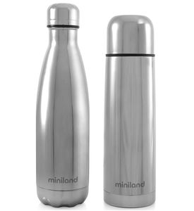 Miniland Набор из термоса и термобутылки MyBaby&Me 500 мл, серебряный