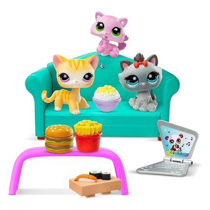 Littlest Pet Shop - 00636_LPS Набор "Обед с друзьями": три фигурки мини-животных с аксессуарами