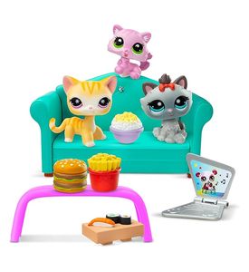 Littlest Pet Shop - 00636_LPS Набор "Обед с друзьями": три фигурки мини-животных с аксессуарами
