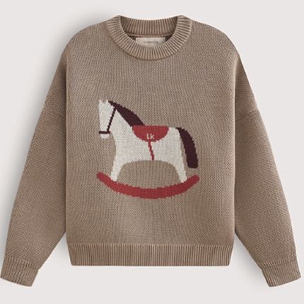 Loomknits Свитер детский LW5127-090-110/116 Кофейный лошадка