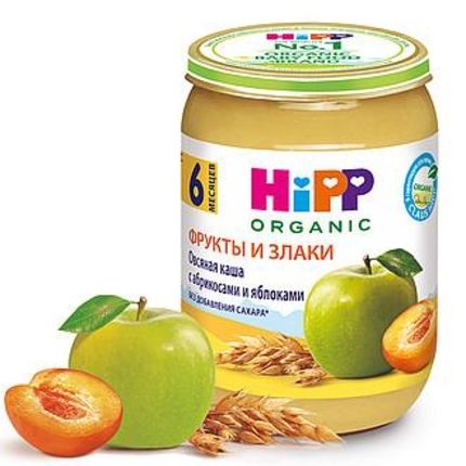Hipp Каша овсяная с абрикосами и яблоками (190гр)