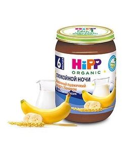 Hipp Спокойной ночи Молочный пшеничный десерт с бананом,190г