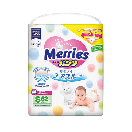 Merries Подгузники S (4-8 кг), 62 шт Merries Подгузники S (4-8 кг), 62 шт