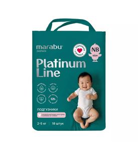 Подгузники MARABU Platinum Line, размер NB, (2-5 кг), 18 штук Подгузники MARABU Platinum Line, размер NB, (2-5 кг), 18 штук