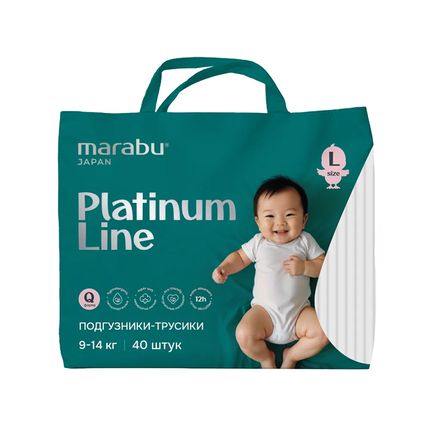 Позгузники-трусики MARABU, Platinum Line размер L (9-14 кг), 40 шт